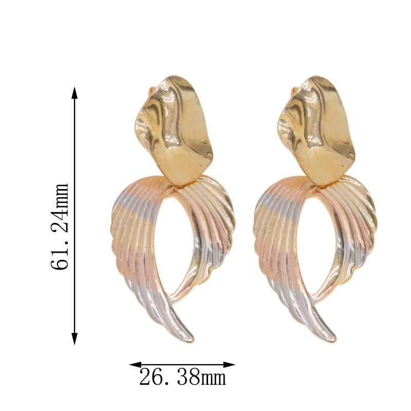 Wholesale Women Gold Plated Tricolor Drop Earrings