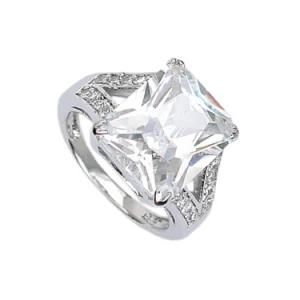 New White Gemstone Rhodium Plated Silver Jewelry Lady Ring
