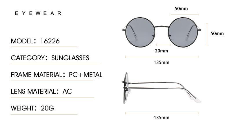 Sunglasses for New Retro Round Frame Sunglasses Metal Thin Frame Lace Literary Sunglasses