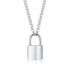 Custom Engraved Logo Stainless Steel Mette Color Lock Pendant Necklace for Women