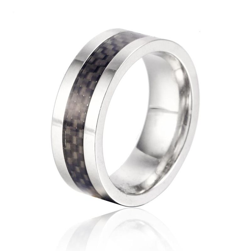 European and American Personality Rings Tungsten Steel Men′ S Rings Carbon Fiber Tungsten Steel Jewelry Wholesale