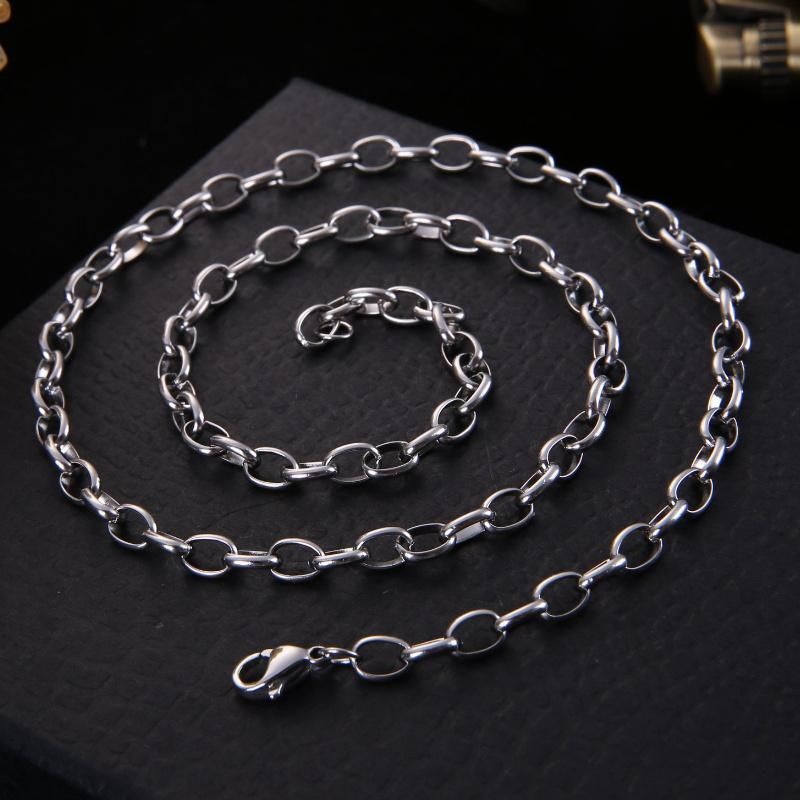 Stainless Steel Jewelry Oval Belcher Cable Necklace Chain for Fashion Jewelry Design