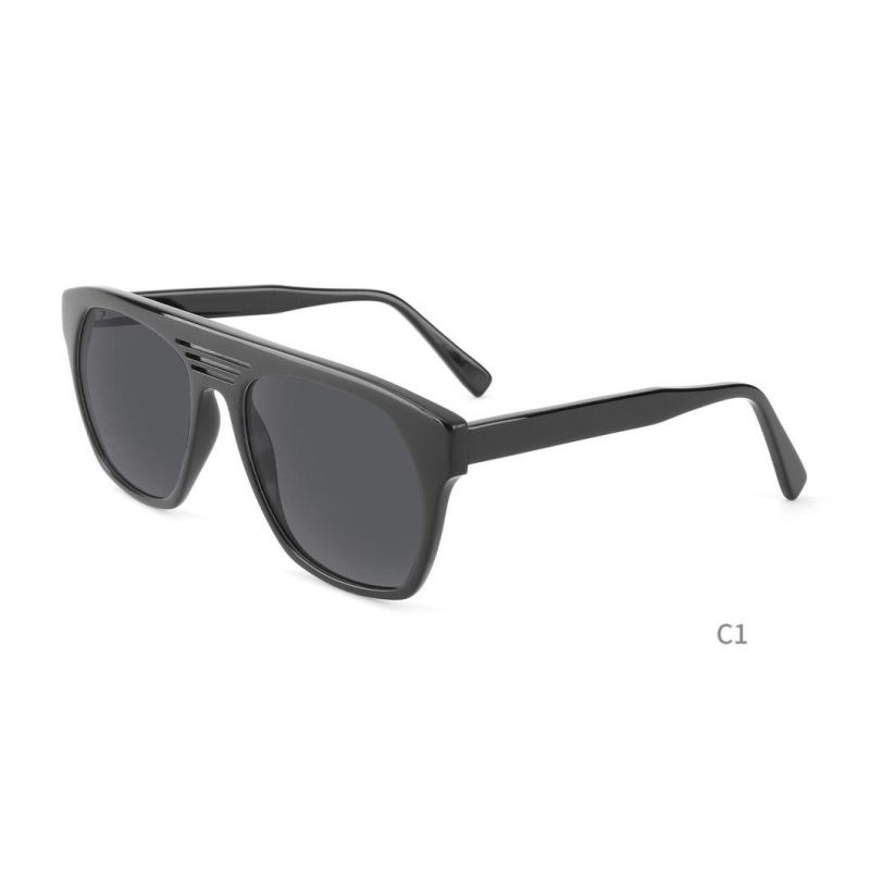 Double Bridge Transparent Lentes De Sol Trendy Custom Logo UV400 Mens Clear Injection Acetate Sunglasses
