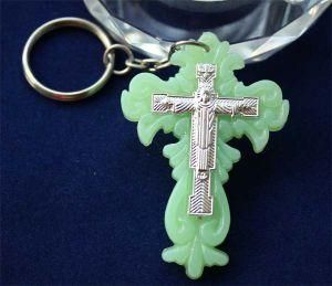 Metal Jesus in Plastic Crucifix Pendant with Keychain (LZ20)