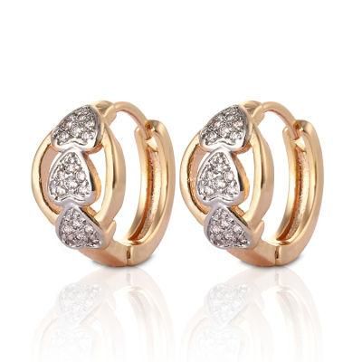 Fashion Jewelry Alloy 18K Gold Plated Silver Stud Drop Hoop Huggie CZ Earrings with Crystal for Women