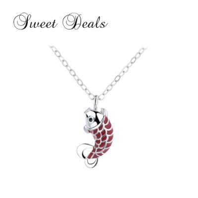 Fashion Red Koi Necklace 925 Sterling Silver Pendant Necklace