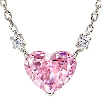 Fashion Jewelry S925 Sliver Necklace Heart Shape High Carbon Diamond Pendant Necklace