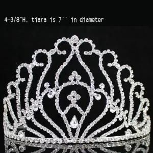 Spectacular Pageant Rhinestone Crystal Tiara Crown W/ Hair Combs Bridal T1293