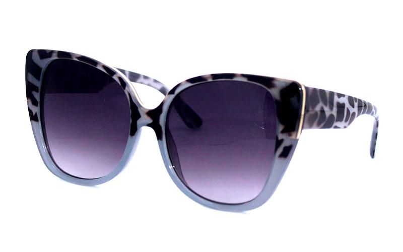 Delicate Translucent Large Cat Eye Metal Brow Bar Sunglasses