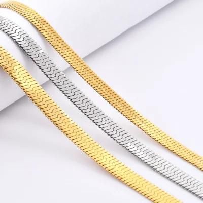 Fashion Jewellery Flat Herringbone Chain Fashion Bracelet Necklace for Hip Hop Stainless Steel Jewelry