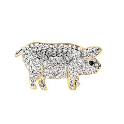 Classical Pig Crystal Rhinestone Pin Jewelry Brass Brooch