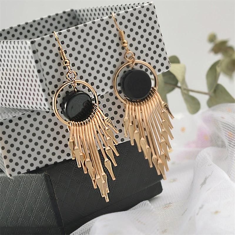 Korean Tassel Earrings Fashion Metal Earrings Fashion Exaggerated Fan-Shaped Earrings