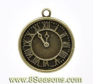 Antique Bronze Clock Charm Pendants 28x25mm (B13588)