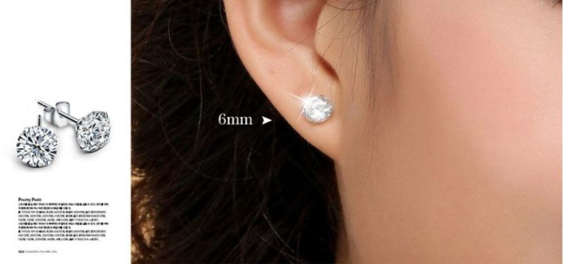 Elegant Jewelry 925 Sterling Silver Simple Round Stone Earrings