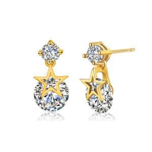 Eye in Sky Jewelry Fashion Earrings Star Style with CZ Gold Plated Factory Wholesale