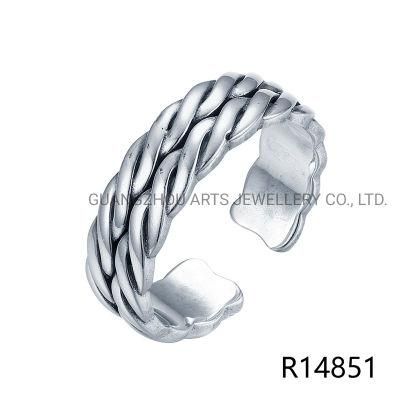925 Sterling Silver Personality Punk Style Double Braided Ring