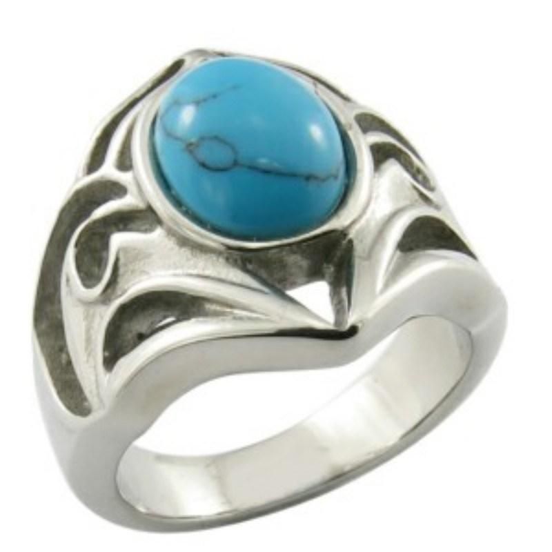 Gem Stone Ring Turquoise Jewelry Steel Ring