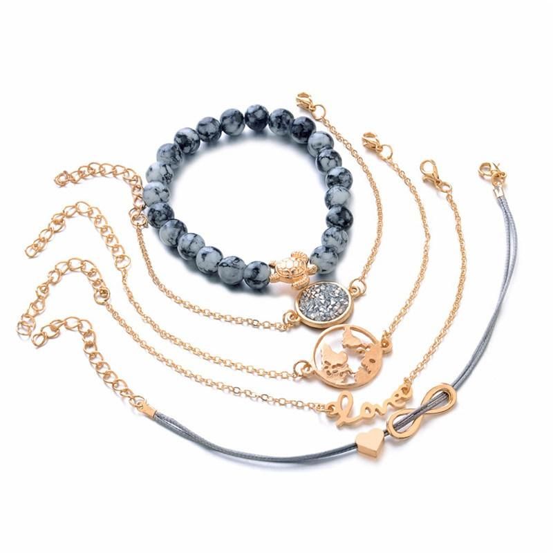 Fashion Jewelry Gifts Turtle Rope Chain Charm Bracelets Sets