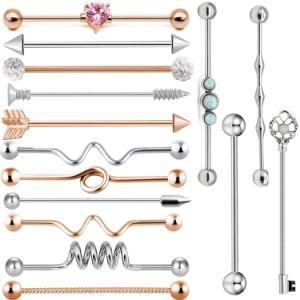 14G Surgical Steel Industrial Barbell for Women Men Cartilage Earring Helix Body Piercing Jewelry