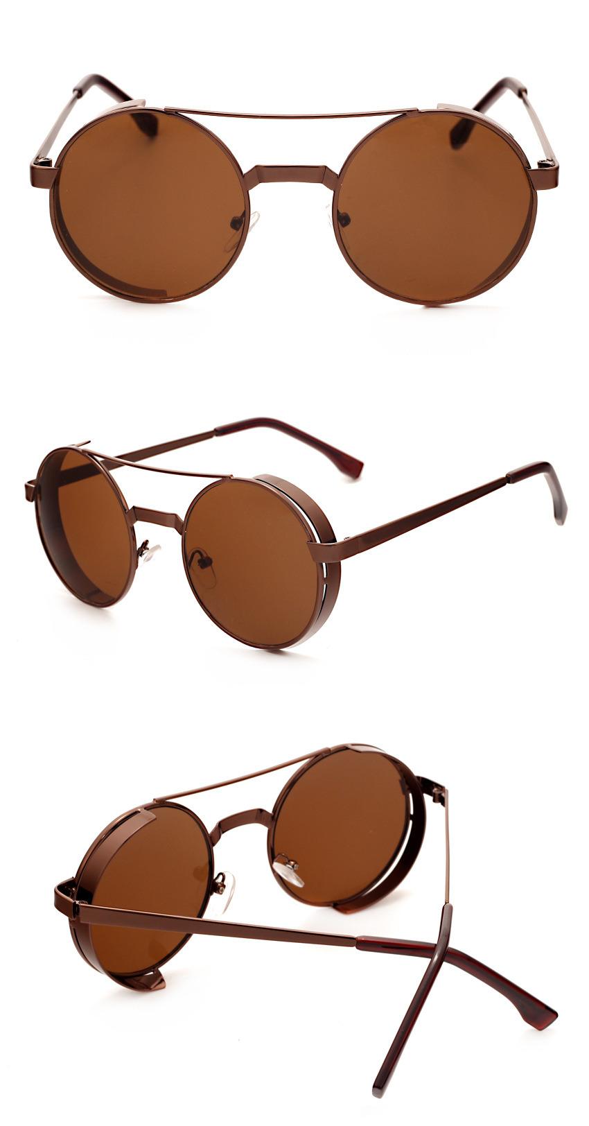 Luxury Punk Round Frame Metal Sunglasses for Men and Women