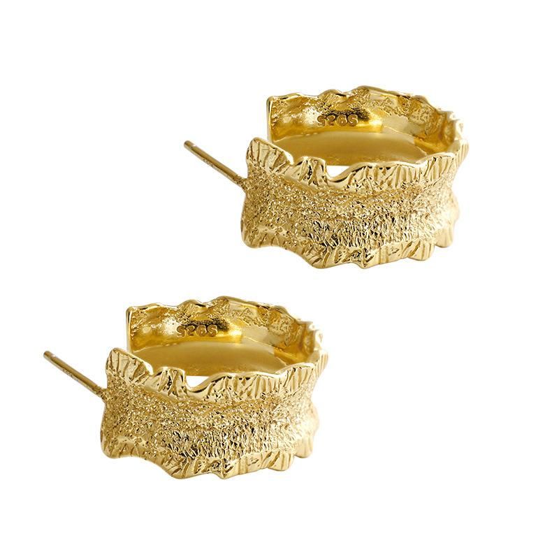 Fashion Simple Wave Sand Surface Wide Face Earrings Jewelry