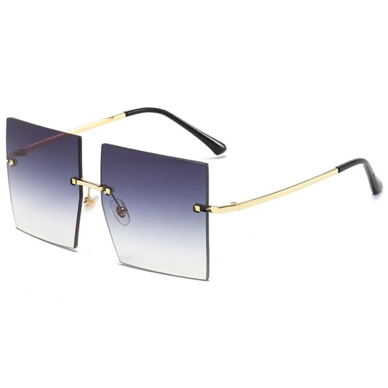Oversized Brown Sunglasses 2021 Women Retro Vintage Sunglasses Famous Fashion Rimless Eyewear Oculos De Sol Feminino Big Shades