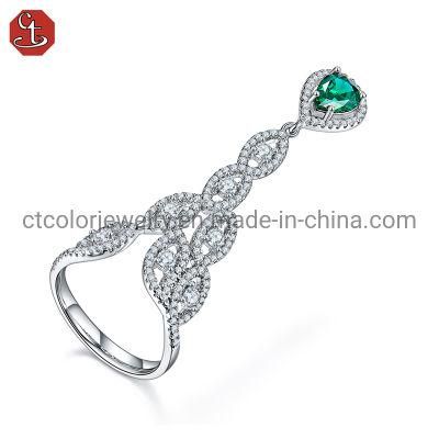 Custom 925 Silver Rhodium plated Gemstone Temperament Rings for Women