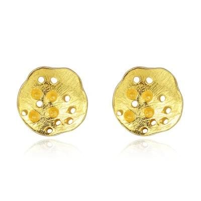 New Design Double Colors Summer Lotus Ear Stud