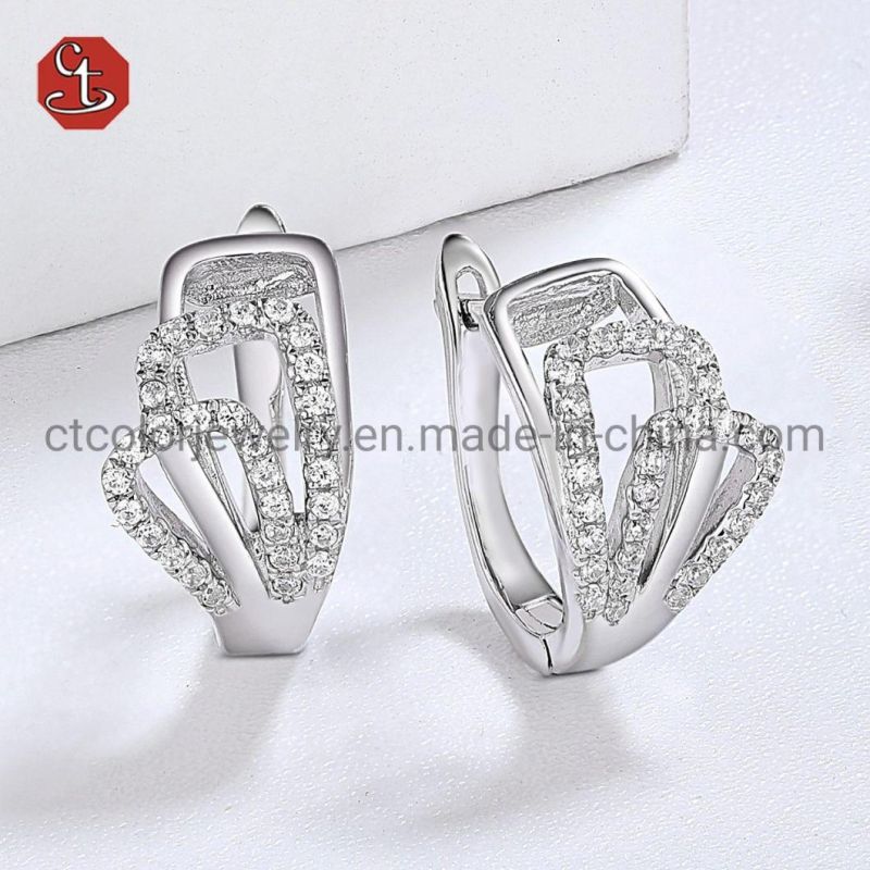 Fashion Jewelry 925 Sterling Silver Gold Plated/Rose Plated/White Plated CZ Women Earrings