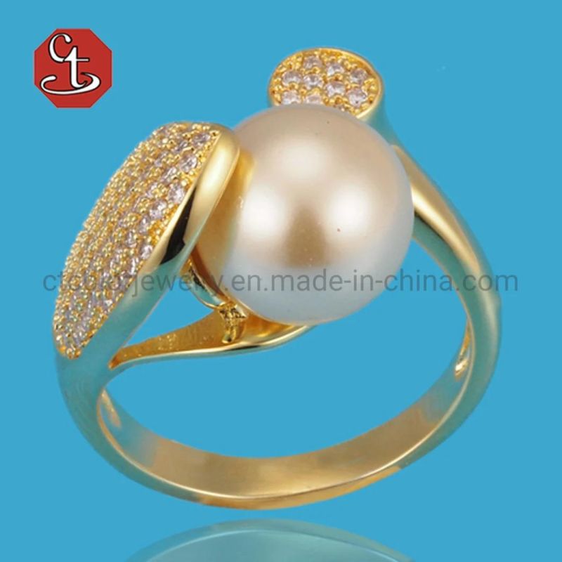 White Cubic Zirconia Jewelry Sets Pearl Bridal Jewelry for Women Elegant Pearl Rings