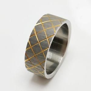 2018 Fashion Jewelry Stainless Steel Knurled Gold Ring