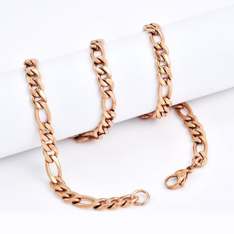 All Sizes: 7"-14" Gold Figaro Bracelet & Anklet for Men′s Women′s Stainless Steel Figaro 3+1 Link Bracelet and Anklet