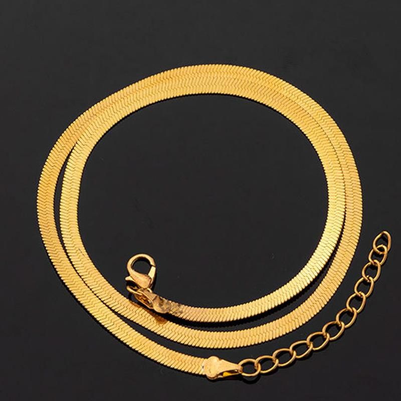 Plated Adjustable Herringbone Flat Snake Chain Necklace Fashion Jewelry