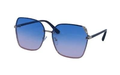 Gradient Square Women Sunglasses with Fake Diamond on The Frame