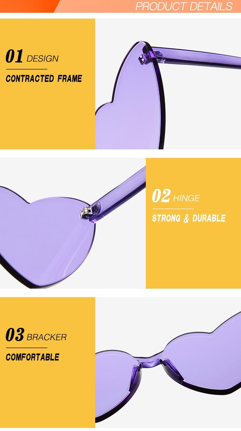 Wholesale Custom New Fashion Heart Shaped Frame Womens Sunglasses