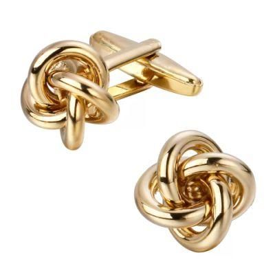 Custom Twist Cufflinks Shiny Rose Flower Metal IP Gold Cufflinks