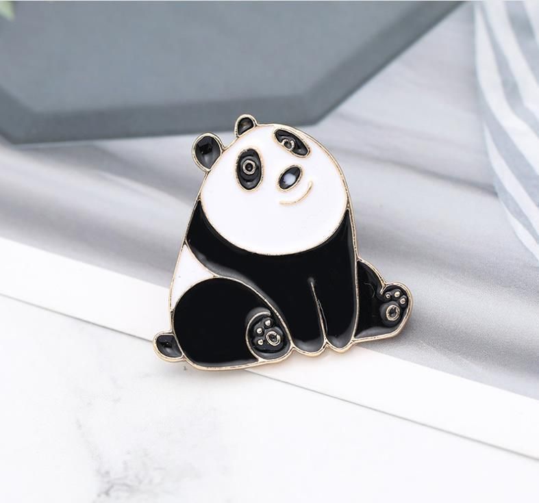 Cartoon Cute Sitting Cute Little Panda Brooch Cowboy Brooch
