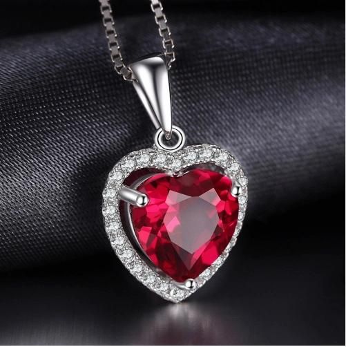 Fashion 925 Sterling Silver Jewelry Wedding/Engagement Necklace Pendant with Created Gemstone Ruby