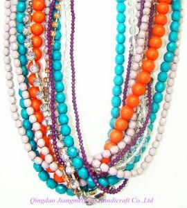 Fashion Colorful Beads Twisted Multi Strands Statement Necklace Jewelry
