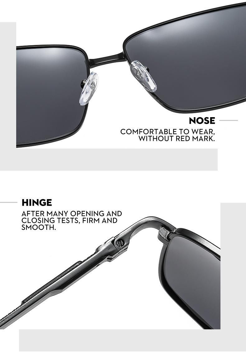 2022 Men′s Polarized Frame Metal Driving Mirror Color Changing Sunglasses