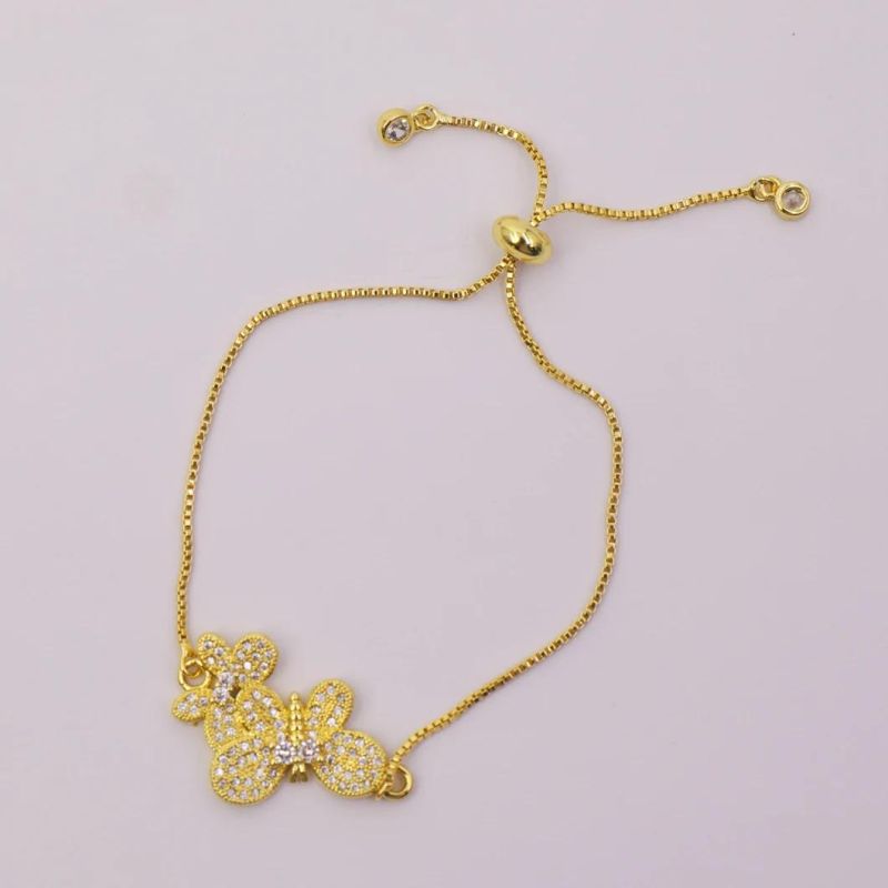 18K Gold Plated Fashion Charm Bangle Adjustable Chain Bracelet Jewelry for Women