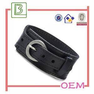 Strap Black Leather with Metal Accessories Bangles
