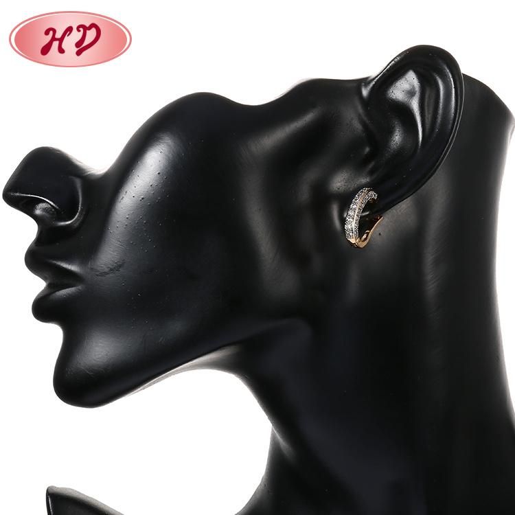 Fashion 18K Gold Plated Silver Alloy Jewelry Stud Drop Hoop Huggie CZ Earrings with Crystal for Women
