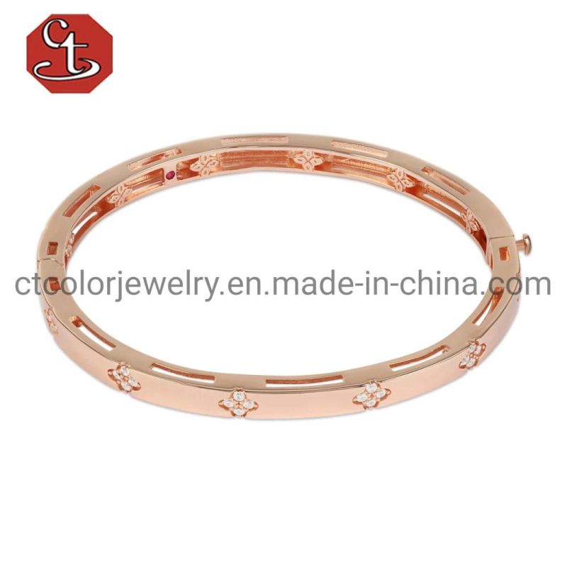 Fashion Jewelry 925 Sterling Silver Zircon flower shape Bracelet bangle with Zirconium