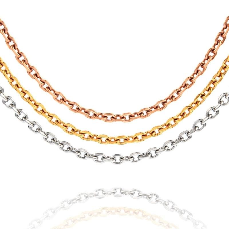 Flat Crossed Stainless Steel Chain Necklace Gold Plated as Costume Accessories