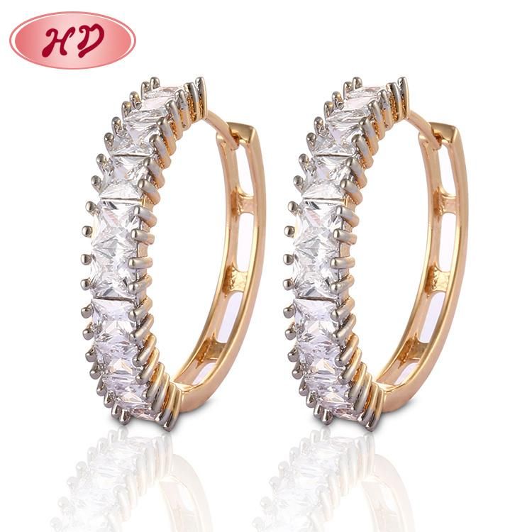 Fashion Costume Jewelry Women 14K 18K Gold Plated Imitation Huggie Hoop Earring with CZ Pearl