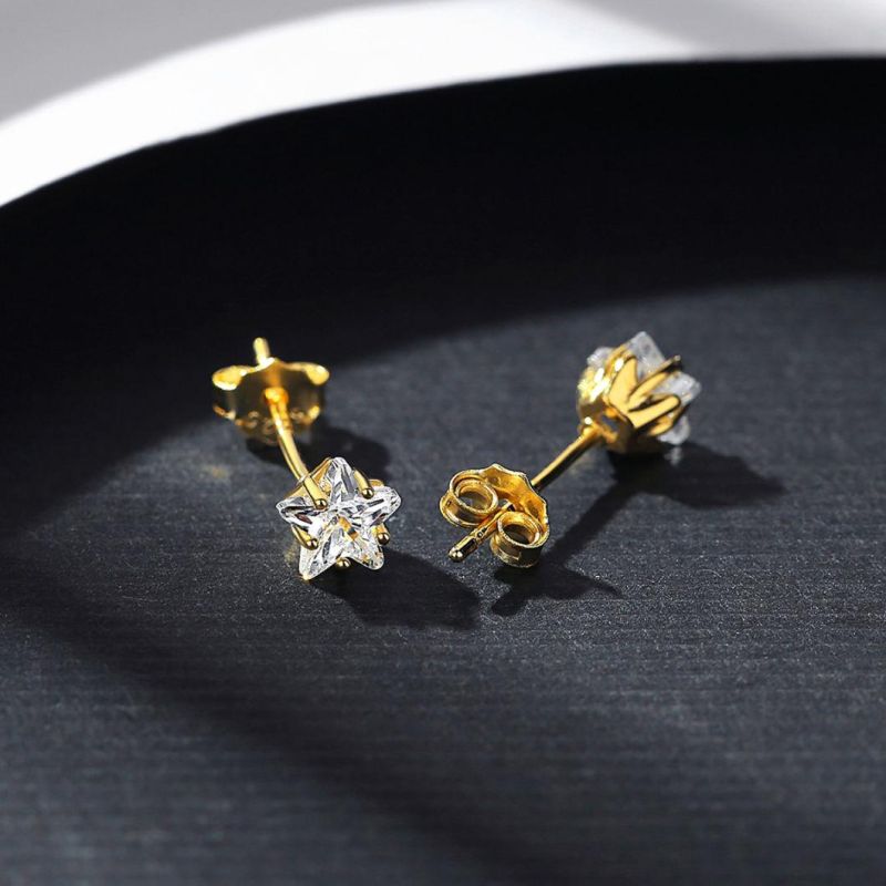 Crystal Earrings 925 Silver Five-Pointed Star Diamond Ear Stud