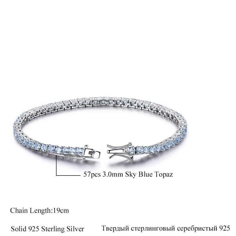 925 Silver Blue Topaz Stone Tennis Bracelet Wedding Jewelry