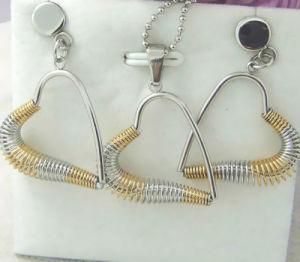 Fashion Heart Shaped Stainless Steel Jewelry Set (ST1011)