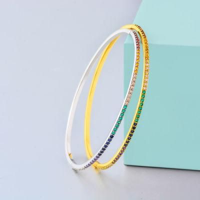 2022 New Arrival Jewelry Fine Quality Bracelet Wrist Bangles Colorful Zirconia Bangle Bracelet